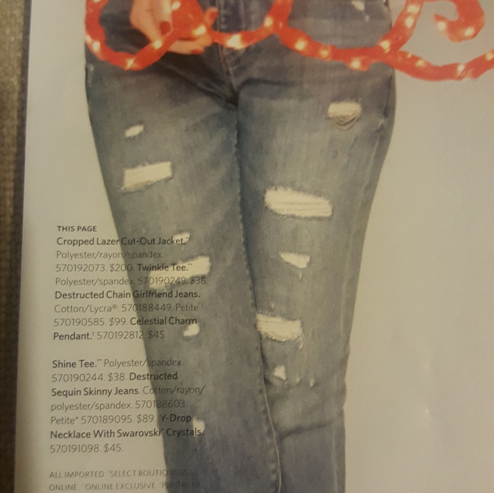 WHBM Destructed Chain Girlfriend Jeans